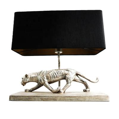 China Modern Antique Jaguar Cheetah Animal Style Resin Table Night Lights and Lighting Lamp for sale