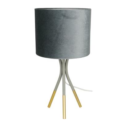 China Contemporary Modern Luxury Velvet Shade Metal Tripod Desk Light Decorative Bedside Table Lamp for sale