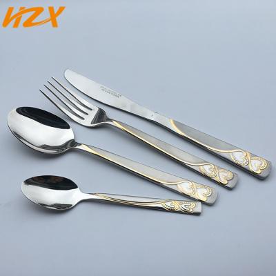 China Sustainable Stainless Steel Flatware Set Royal Gold Plated Wedding Cutlery Set Sale 72 86 Pcs With Wooden Box For Home for sale