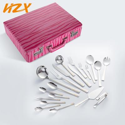 China Disposable Luxury Flatware Set Stainless Steel Restaurant 72pcs Cutlery Set 86 With Case Silver Cutlery for sale