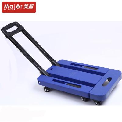 China 6 Wheel Expandable Portable Small Folding Shopping Cart, Plastic Heavy Duty Lightweight Foldable Carts for sale