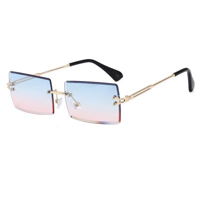 China Fashion sunglasses 2021 retro new style sunglasses men and women square rimless sunglasses for sale