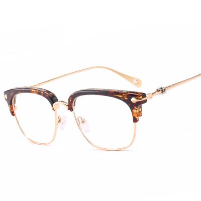 China Other new retro half frame metal glasses frame men's and women's myopia flat mirror half square mirror 2021 tide for sale