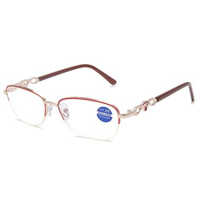 China New Retro Half-frame Four-Leaf Clover High-Definition Women's Camellia Frame Reading Glasses for sale