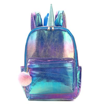 China Wholesale laser PU anti-theft women backpack for shinny unicorn fashion backpack for sale