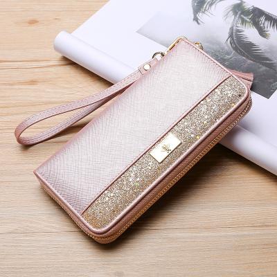 China Fashion Designer PU Women Long Zipper Slim Leather Anti-theft Wallet Ladies Wallet for sale