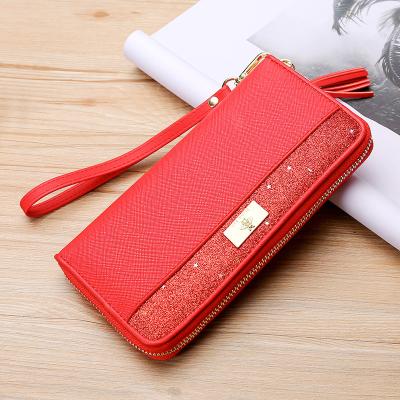 China PU Branded Anti-theft Slim Women Leather Wallet Zipper Long Ladies Wallet for sale