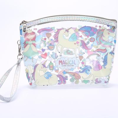 China Wholesale Travel Clear PVC Unicorn Make Up Bag Cosmetic Wholesale Travel Clear PVC Unicorn Make Up Bag Cosmetic for sale