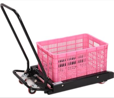 China Mini easy to use hand handling tool warehouse basket trolley turnover box china lifting forklift for sale