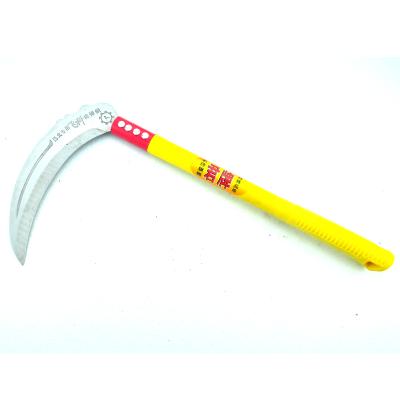 China Unrated Sickle With Handle Tool Agricultural Sickle Plastic Palm Cultivating Carbon Steel Sickle With Handle for sale