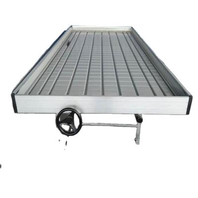 China Galvanized Steel Flood Drain Tray With Rolling Bench Greenhouse Nursery Table And Tray for sale