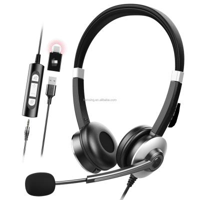 China Noise Canceling Type C USB Wired Business Phone Headsets Call Center Computer Earphone For PC/Laptop/Smartphone/Tablet for sale