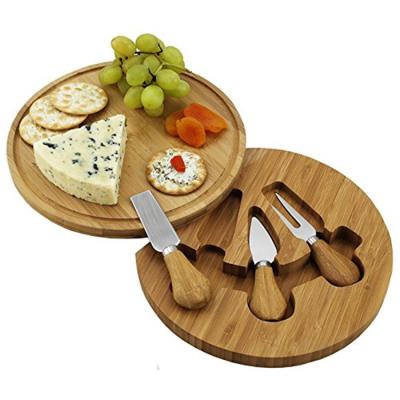 China Good Quality Kitchen Decor Round Serving Cutter Round Turntable Rotate Cute Small Cheese Bamboo Board for sale