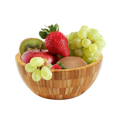 China Good Quality Sustainable Utility Kitchen Tools Serving Snack Fruit Round Bamboo Salad Bowl Eco - Friendly for sale