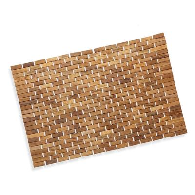 China Sustainable Custom Made Bathroom Door Modern Design Luxurious Non-slip Waterproof Natural Bamboo Bath Mat For Shower for sale