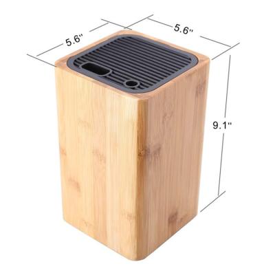 China Sustainable Unique Design Customized Universal Eco-Friendly Kitchen Space Saver Bamboo Holder Knife Block With Slot for sale