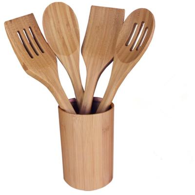 China Good Quality Sustainable Custom Kitchen Tool 4-Piece Cooking Scoops And Spatulas Set Reusable Bamboo Utensil Set for sale