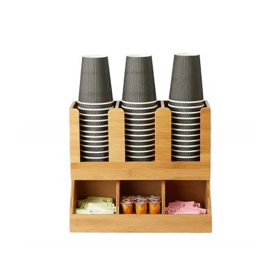 China China Breakroom Coffee Tea Condiment Storage Boxes 6 Compartments Wholesale Viable Straight Bamboo Disposable Cup Holder for sale