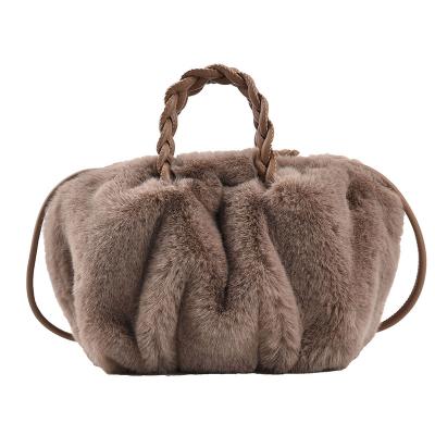 China New Fashion Ladies Bag Winter Popular Plush Girls Bag Round Lady Purses and Handbags Faux Fur Handbags for sale