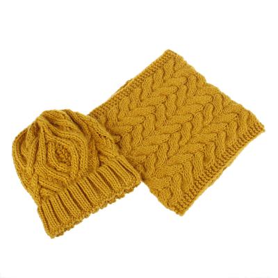 China COMMON Lady Winter Hats Beanie Stretch Crochet Skull Slouchy Warm Knit Hat Scarf Set for sale