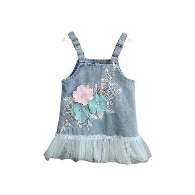 China 2021 eco-friendly girls jeans feeling dress kids clothes summer kids clothing for girls baby dress for sale