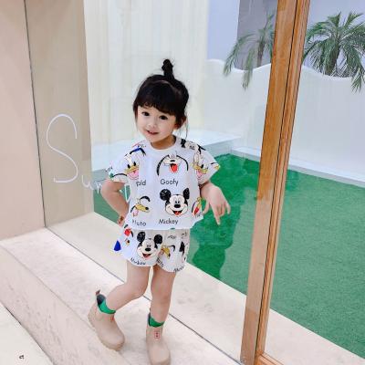 China Kids Girls Summer Clothing 1-6T Healthy Little Girls Dress Clothes Heart Top Shirt Skirt Set Little Girls Two Piece Set for sale