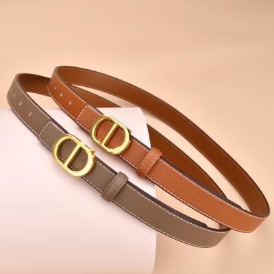 China New Women's Fashion Cowhide Dress Summer Dress Thin Belt Decorative Smooth Soft Thin Buckle Leather for sale