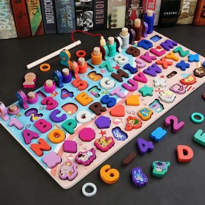 China Wooden Geometric Math Toys Kids Knowledge Montessori Board Toys Multifunctional Counting Early Educational Toys For Children 73*49*52.5cm for sale