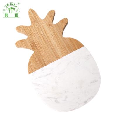 China Sustainable Multifunctional Pineapple Shape Wooden Marble Cutting Board For Cheese Bread Pizza for sale