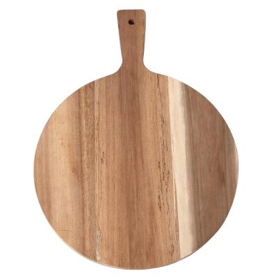 China Viable Animated Items Round Empty Acacia Wood Cutting Board With Handle Wholesale for sale