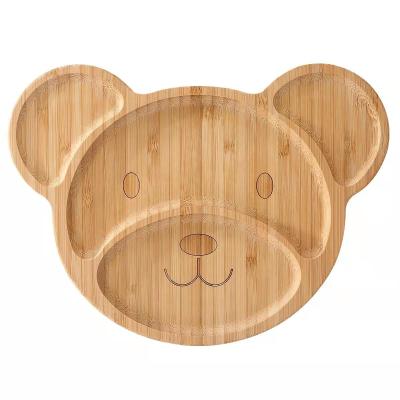 China Bear Shape Sustainable Eco Friendly Custom Bamboo Baby Dishes Bamboo Divided Dishes For Kids for sale