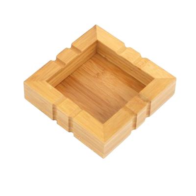 China Custom Bamboo Ashtray Home Bamboo Wooden Cigarette Ashtray For Indoor And Outdoor for sale