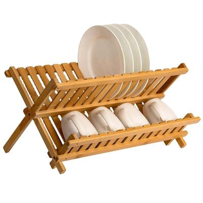 China Sustainable Wholesale Eco - Friendly Foldable Bamboo Dish Drying Rack for sale