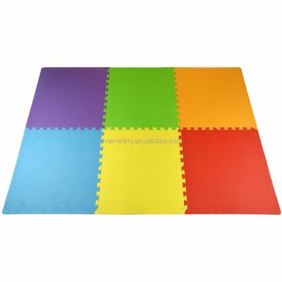 China Puzzle Rainbow Foam Tiles (6 Pack) - 2ft x 2ft Foam Interlocking Children's Portable Playmats for sale