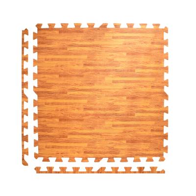 China Non-Toxic Wood Grain Anti-Slip EVA Puzzle Mat Gym Wooden EVA Foam Tatami Floor Mat for sale