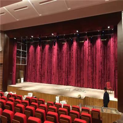 China High Quality Fire Retardant Imported Velvet Stage Curtains Decorated Elegant Motorized Stage Curtain for sale