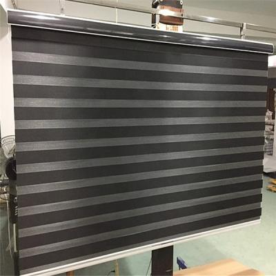 China Size Modern Custom Dark Gray Zebra Blind Manual Operate Double Plastic Chains Fabric Zebra Roller Blinds For Home for sale