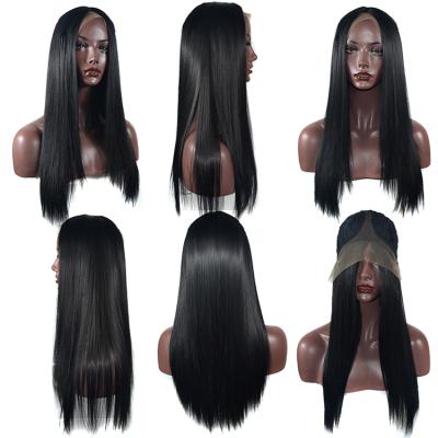 China Rose Network Long Straight Fiber Synthetic Hair 13x6 Lace Front Heat Resistant Wig With Baby Hair Wigs For Women for sale