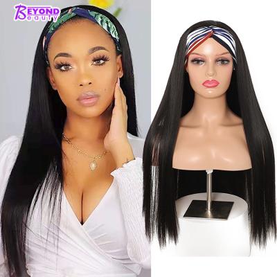 China Rose Network Headband Wigs For Black Color Women Straight Wig With Long Synthetic Hairband Headband Wig for sale