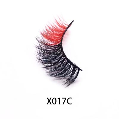 China Wholesale 3D Colorful Eyelashes X017C Long Natural Silk Mink False Eyelash Customized Logo for sale