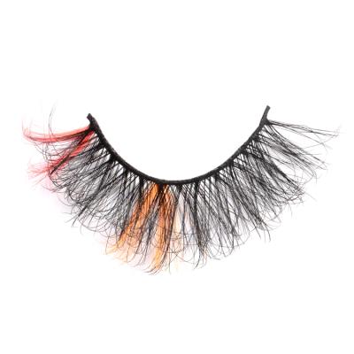 China High Quality 3d Natural Soft Eyelash Mixed Color Lashes 20mm Chemical Fiber False Lashes Fluffy Reusable Eyelashes for sale