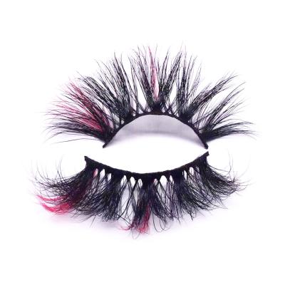 China Wholesale Custom Eyelash Colorful Colors 3D Mink Lashes Color Mink Eyelash Strip 25mm Colored Halloween Party 57A-52C for sale