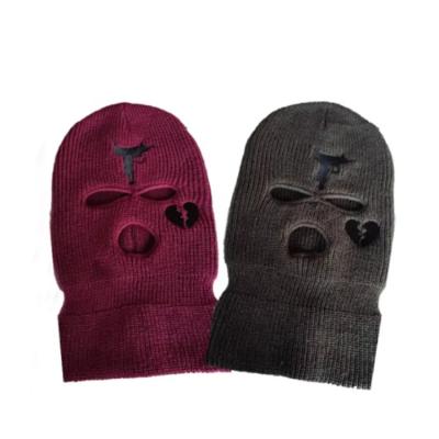 China Wholesale Acrylic Knitted Mens Sports Skull Face Three Hole Black Ski Mask Hood Embroidery Neon Custom Balaclavas JOINT for sale