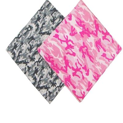 China Multifunctional wholesale fancy custom logo printing camouflage cotton square bandana for hiphop for sale