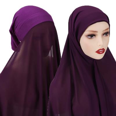 China Fashion RTS under wrap scarf liner undercap long ready to wear instant chiffon hijab with inner under scarf for sale