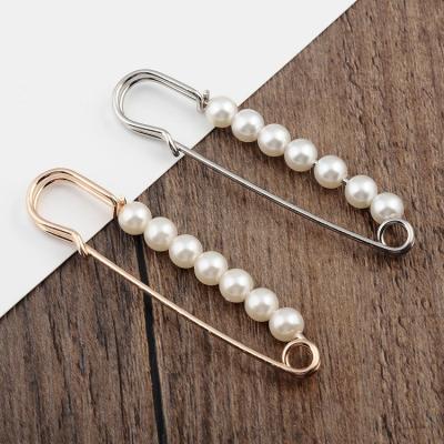 China Wholesale Simple Design Pearl Brooch Pin Women Fashion Accessories Hijab Brooch Custom Brooch Hair Jewelry Accessories for sale