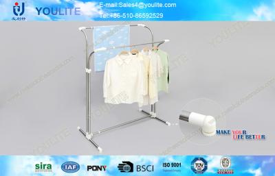 China Industrial Flexible Double Pole Clothes Rack / Sturdy Quilt Drying Hanger with Feet for sale