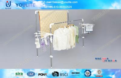 China Retractable Foldable Clothes Drying Rack Modern with Flexible Double-bar / Steel Tube for sale