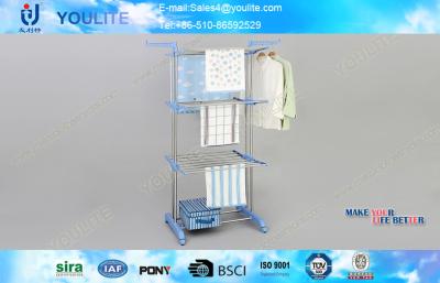 China Detachable Stainless Steel Metal Clothes Hangers / Mobile Free Standing Laundry Airer for sale