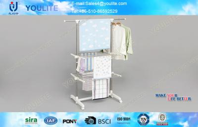 China Double Layer Free Standing Clothes Rack Stainless Steel with Folding Foots for sale